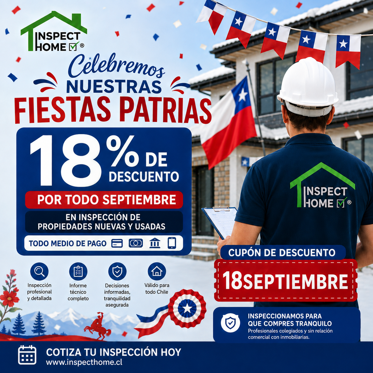 Inspección de Propiedades, 18 de Septiembre, Fondas Fiestas Patrias, Inspección de Viviendas, Inspección de Casas, Inspección de departamentos